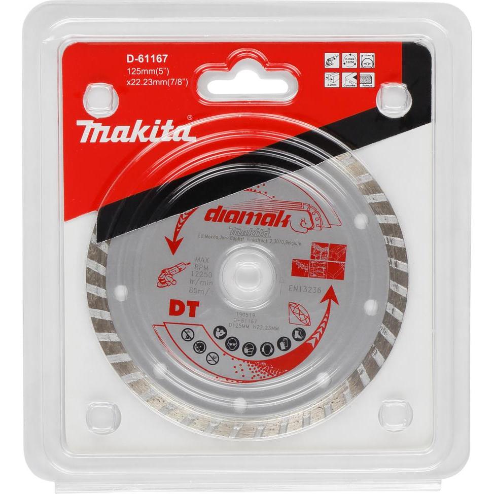 Thumbnail - Makita, Sägeblatt, Diamant-Turboscheibe zum Nass- und Trockenschneiden von Beton, 125 mm, Diamak, Serie (D-61167)