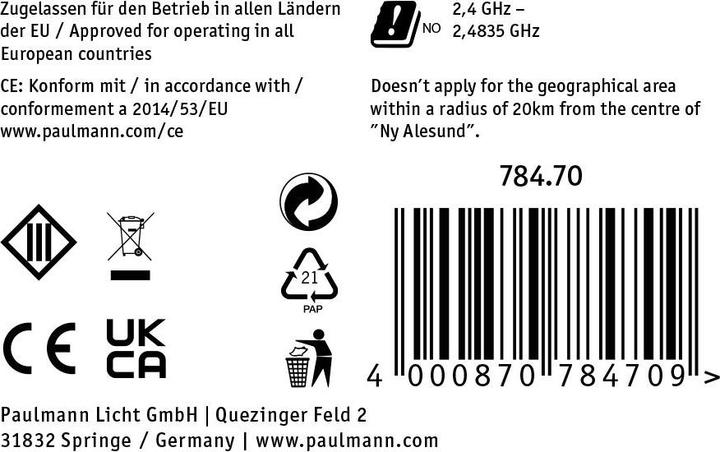 Nährwerte und Zutaten Paulmann Pro Strip Controller