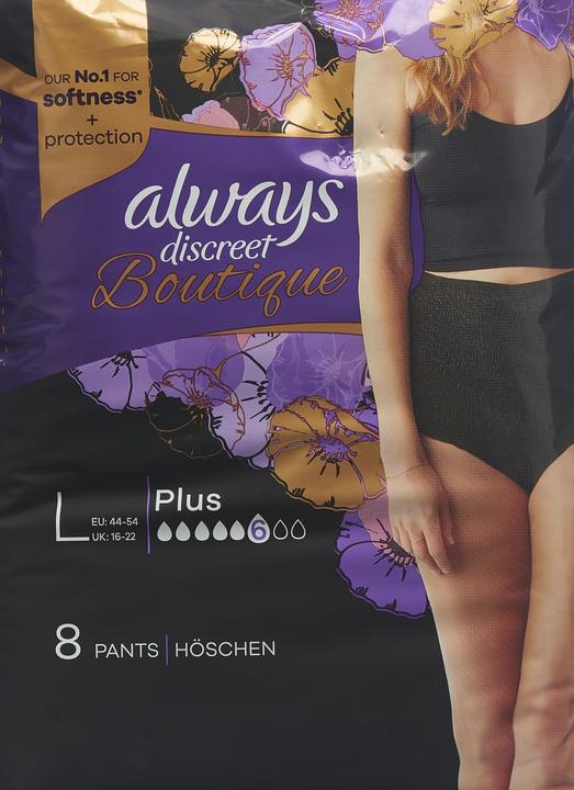 Productafbeelding Always Discreet Incontinentiebroekje L zwart (8x, Groot)