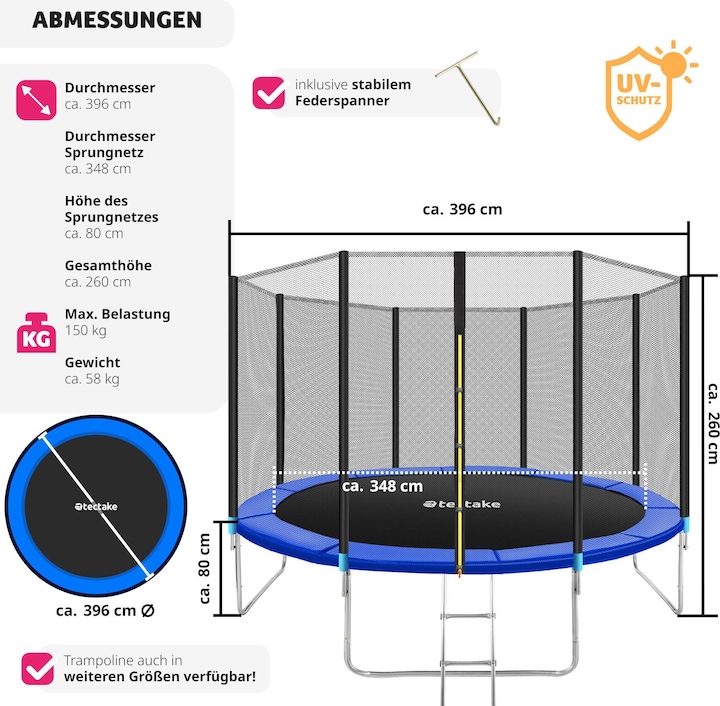 Image du produit tectake Trampoline de jardin (396 cm)