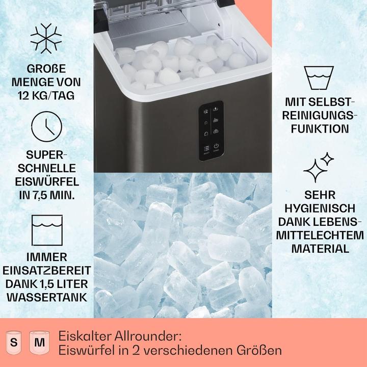 Produktbild Klarstein Eiswuerfelmaschine für Zuhause Dark Grey