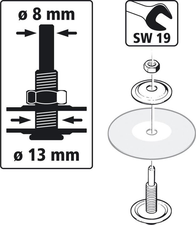 Actual product image wolfcraft 1 mandrel for 13mm bore, 8mm shank