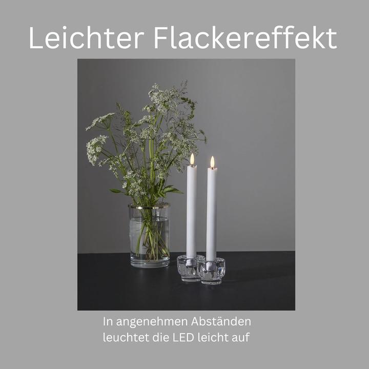 Produktbild Novaliv LED Stabkerze 2er indoor mit Timer Funktion - 6 Stunden - Weiss - 20cm Höhe für 2,2cm Durchmesser / (2 x)
