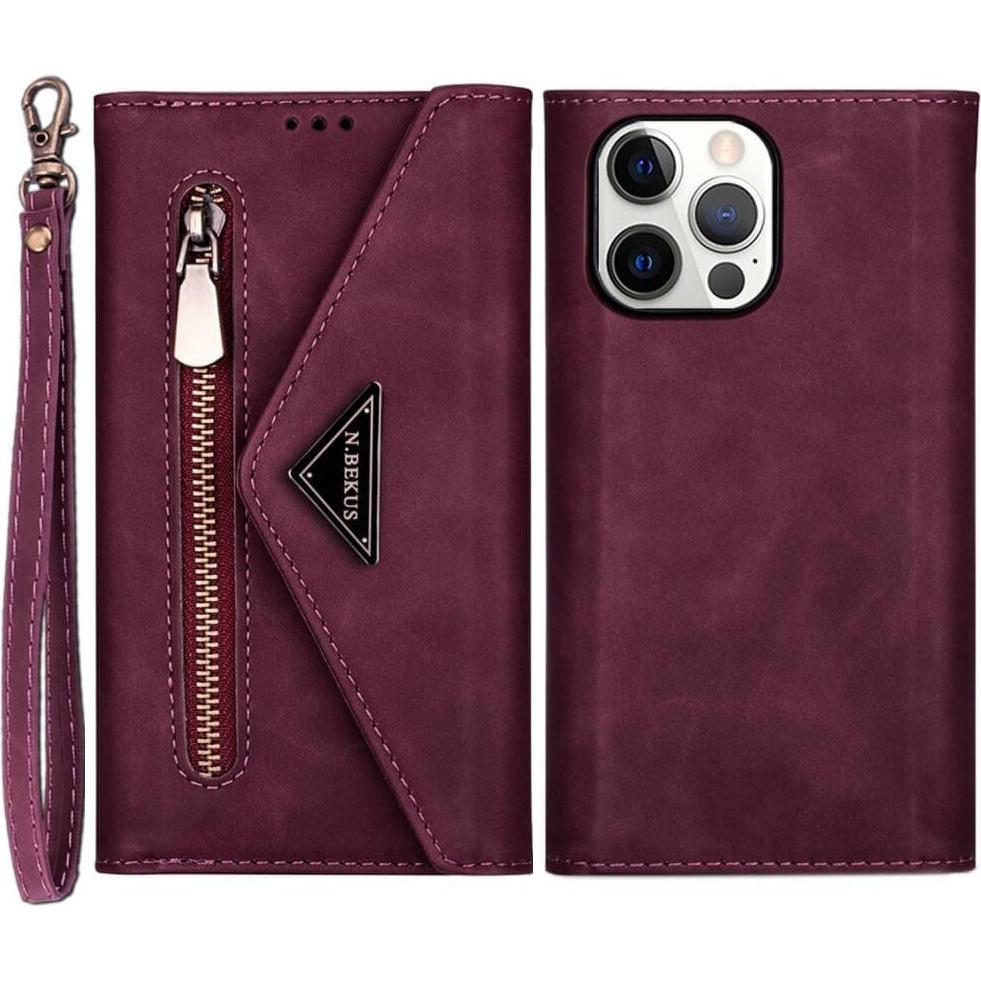 Cover-Discount iPhone 14 Pro Max - Brieftaschen Hülle weinrot (Apple iPhone 14 Pro Max), Smartphone Hülle, Rot