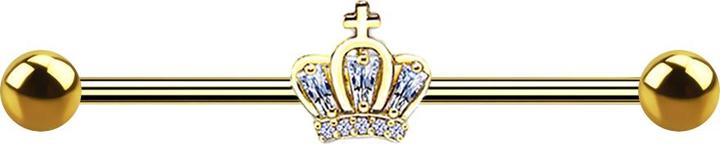 Produktbild Star Piercing Barbell 14k vergoldet mit Krone (Messing, Chirurgenstahl 316L)