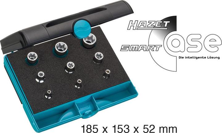 Produktbild HAZET Werkzeug Satz ∙ TORX 1557/9 ∙ Vierkant6,3 mm (1/4 Zoll), Vierkant10 mm (3/8 Zoll), Vierkant1…
