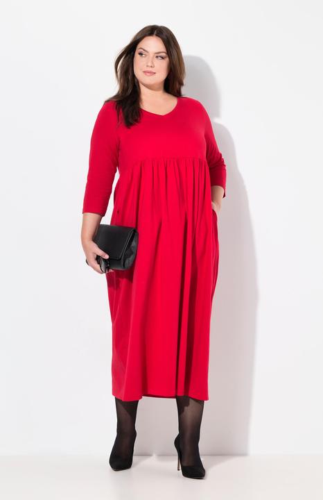Produktbild Ulla Popken Jerseykleid, Empirenaht, V-Ausschnitt, 3/4-Arm, Taschen (62)