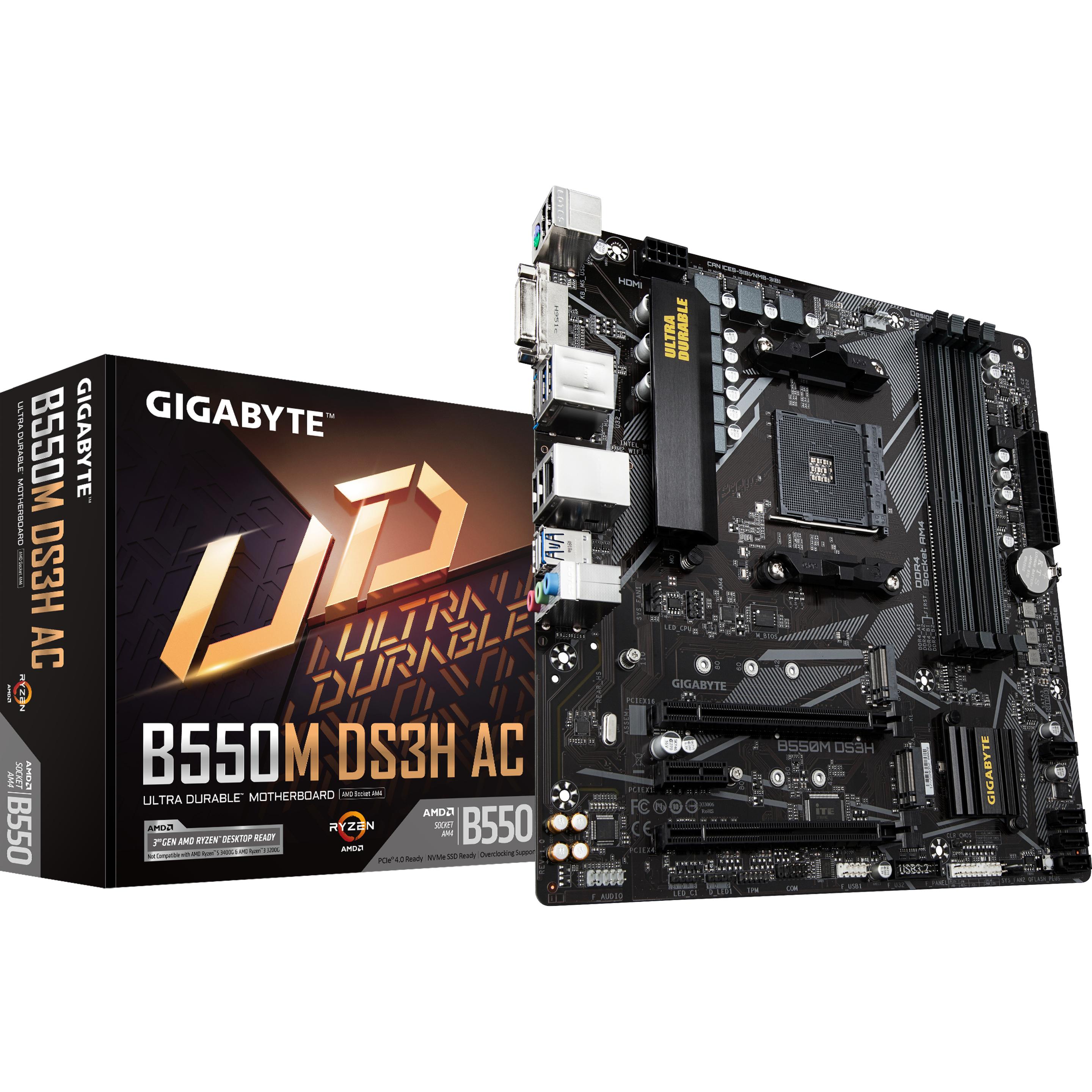Gigabyte B550M DS3H AC (AM4, AMD B550, mATX), Mainboard