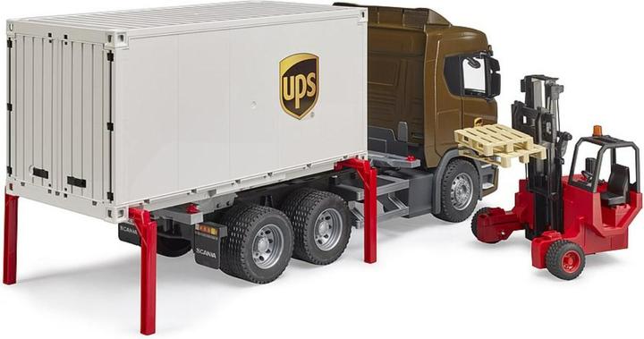 Bruder Scania Super 560R UPS Logistics Truck with Truck Mounted Forklift