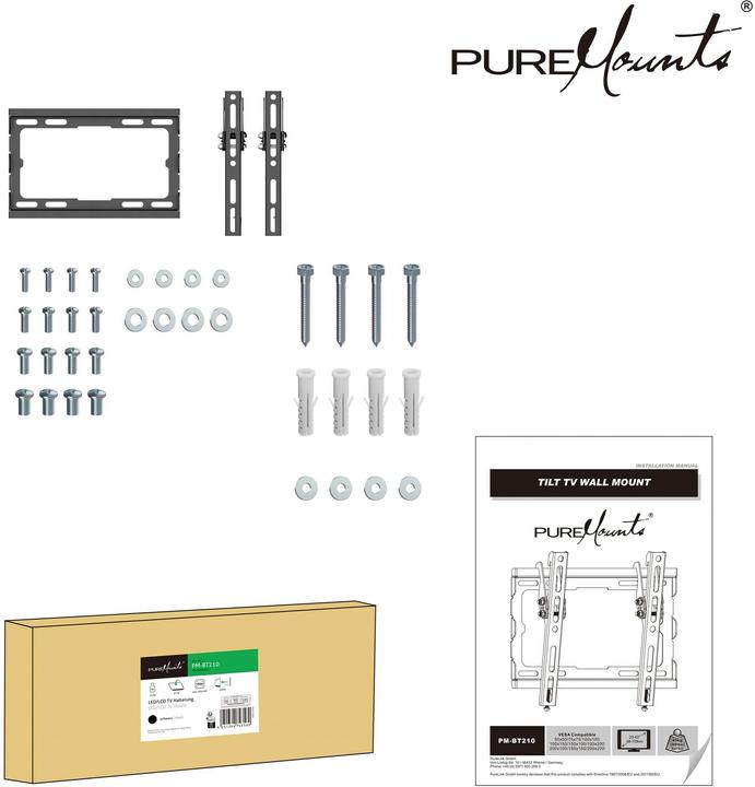 Produktbild PureMounts TV-Wandhalter PM-BT 210, Vesa 200x200 mm (Wand, 45 kg)