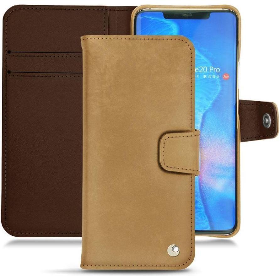 Noreve Lederschutzhülle Wallet (Huawei Mate 20 Pro), Smartphone Hülle, Braun
