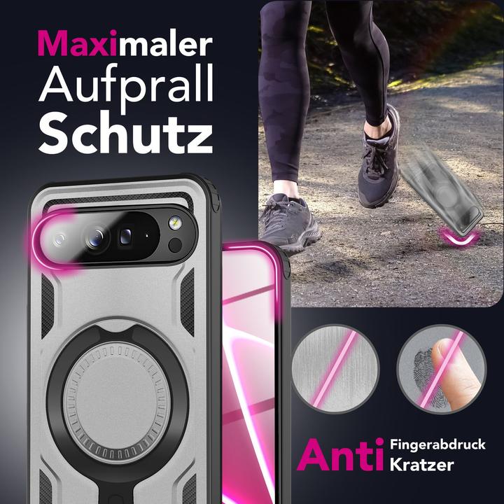 Immagine prodotto Nalia Cover "Stormguard" - MagSafe Panzer Schutz Hülle mit 360° Ring - Military Outdoor Case (Google Pixel 10)