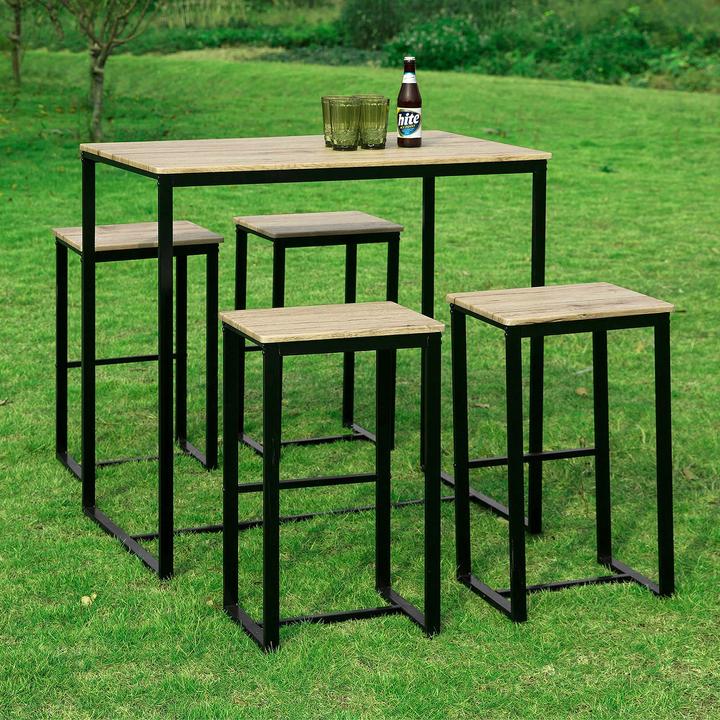 Produktbild SoBuy Bartisch mit 4 Hockern (100 x 60 x 96 cm)