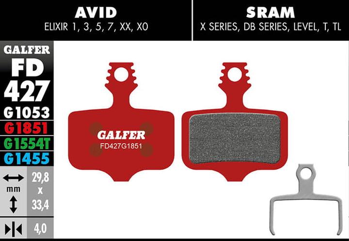 Actual product image Galfer Bike Advanced brake pads (Avid, SRAM, Trick stuff, Semi-metallic)