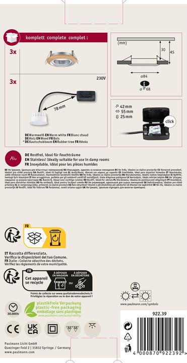 Produktbild Paulmann Einbauleuchte Lanati 3er Set (470 lm)