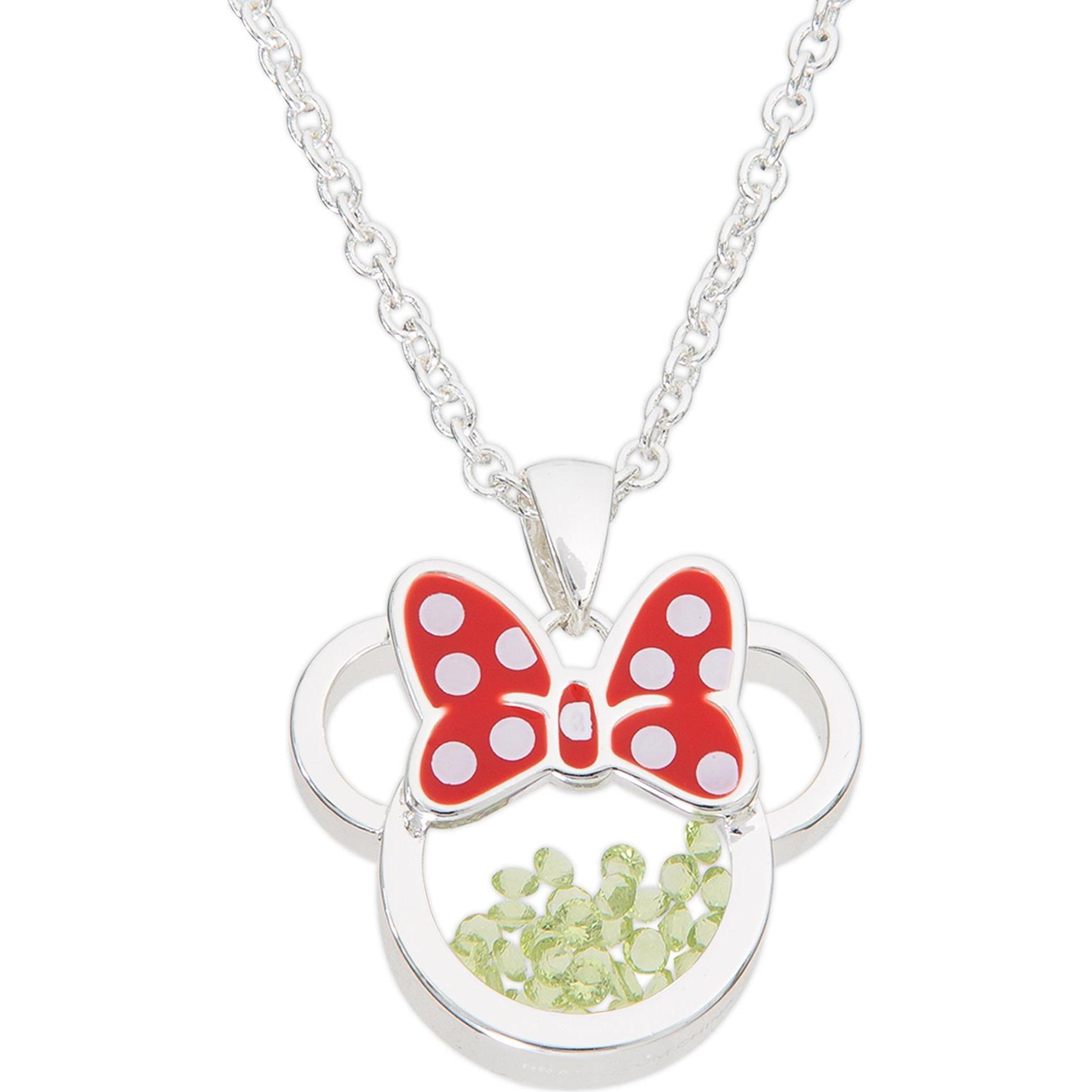 NoName, Halsschmuck, MINNIE - Collier Anniversaire en Laiton Plaqué Argent - Août, (Sterling Silber)