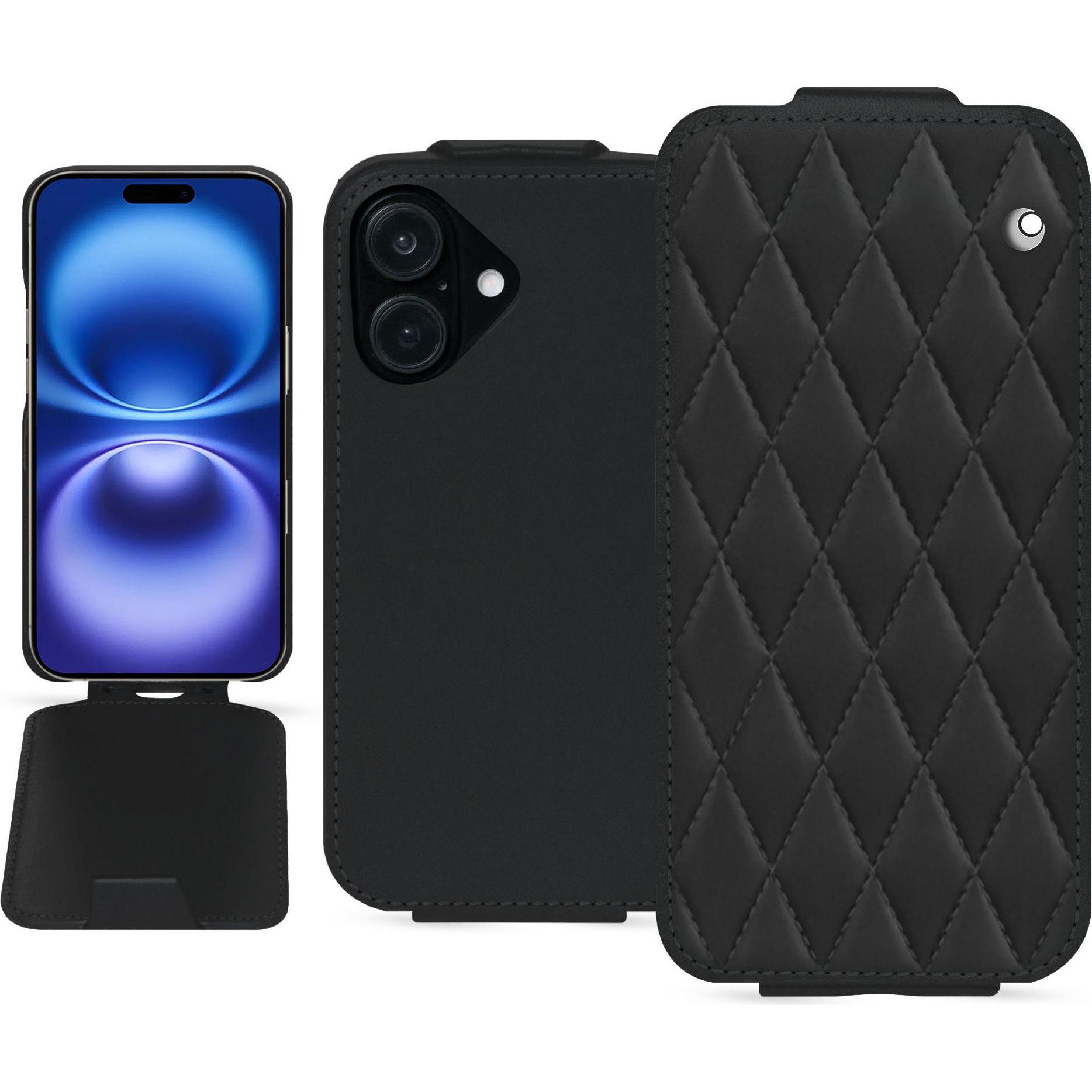 Noreve Lederschutzhülle vertikal (Apple iPhone 16), Smartphone Hülle, Schwarz
