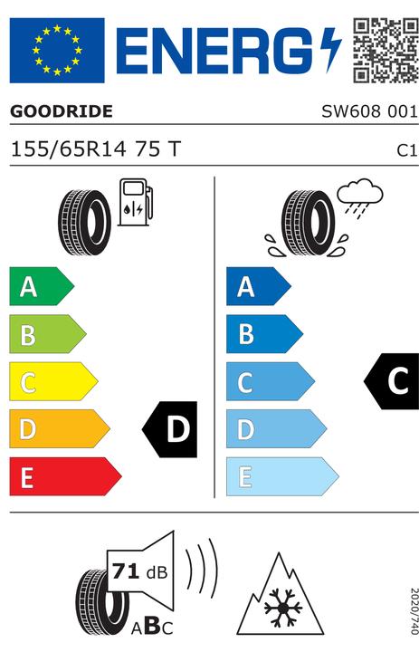 Energie-Label Goodride SW608 (155/65R14 75T, Winterreifen)