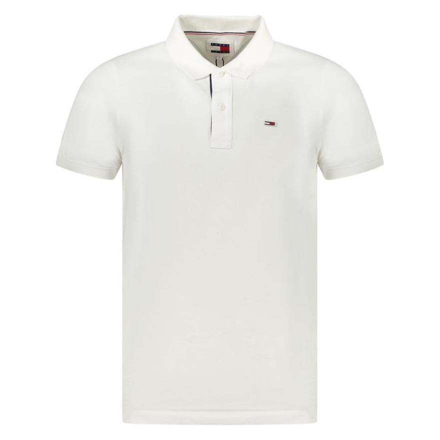 Tommy Jeans, Mannen, T-shirts, Tjm Slim Placket Polo, Wit, (Xxl)