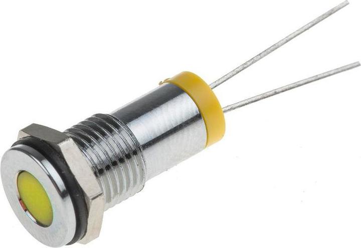 Produktbild RS PRO 8mm flush satin chrome LED, yellow 2Vdc