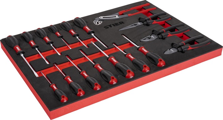 Actual product image Stier Screwdriver & pliers set 17-piece set in soft foam insert (EVA) (17 x)