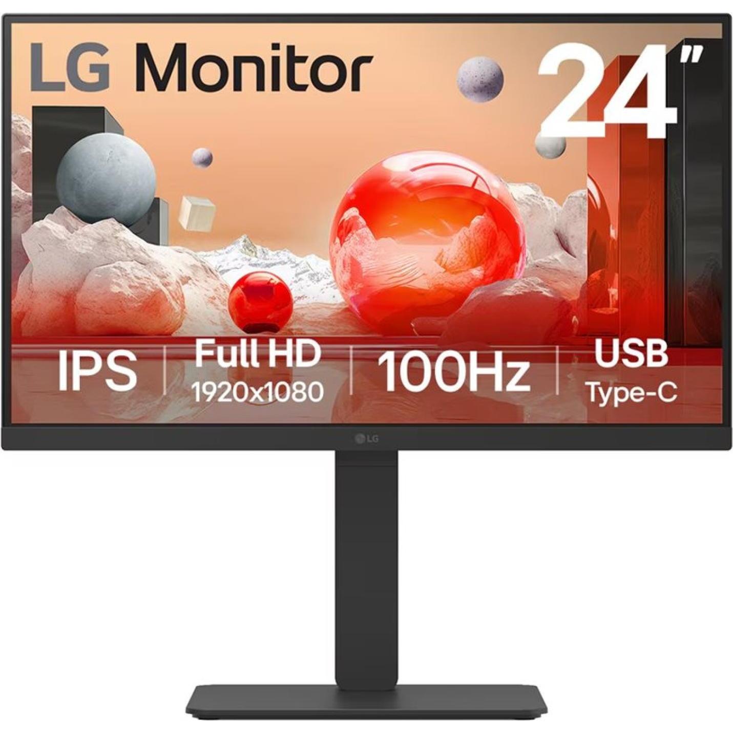LG 24" 24BA750-B (1920 x 1080 Pixel, 23.80"), Monitor, Schwarz