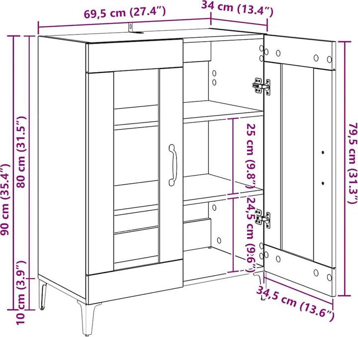 Image du produit vidaXL Sideboard (69.50 x 34 x 90 cm)
