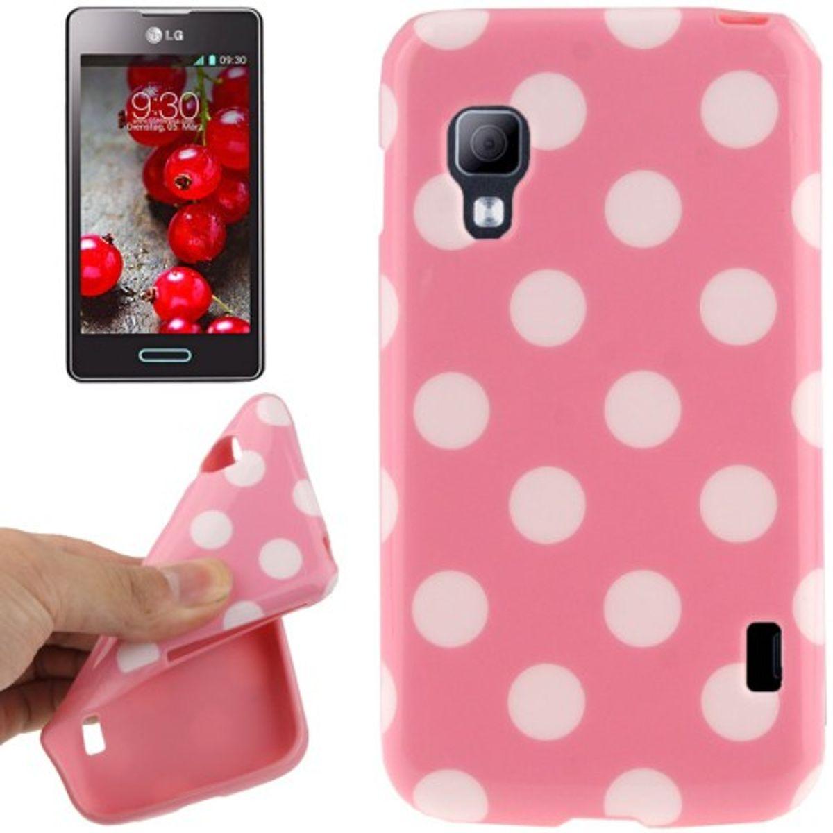 König Design Schutzhülle TPU Punkte Case für Handy LG Optimus L5 II / E455 (LG Optimus L5 II), Smartphone Hülle, Rosa