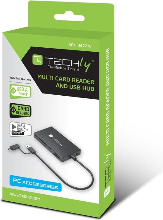 Produktbild Techly Multi-Kartenleser und HUB USB-A/C