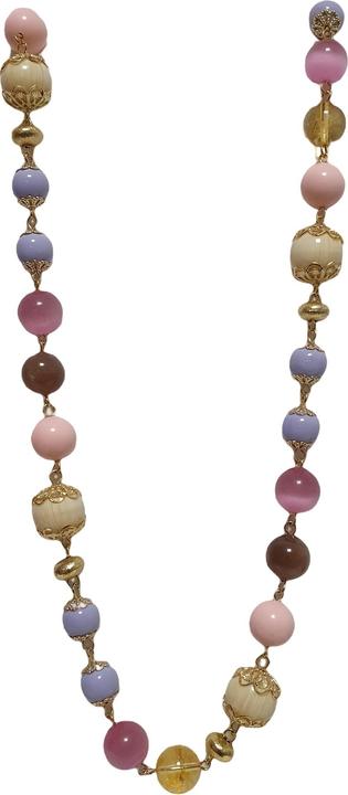 L'Officiel Collana incatenata con perle e mezzi cristallo multicolore