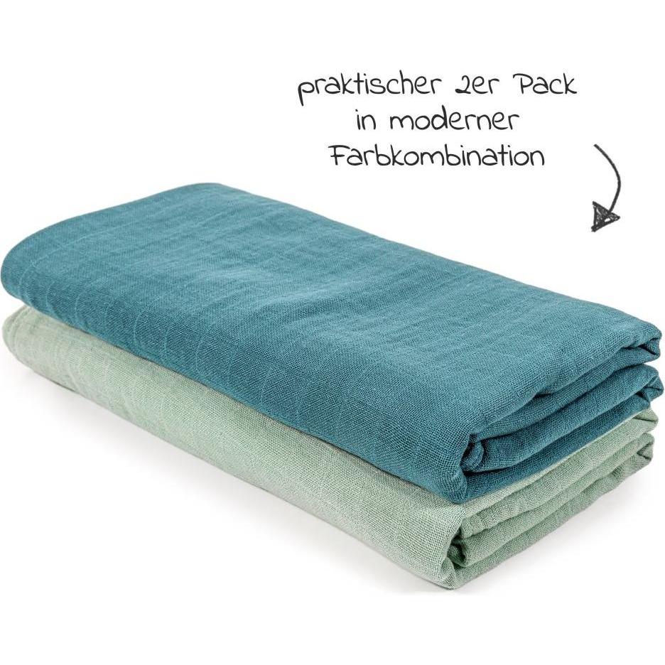 Makian, Pucktuch + Nuscheli, Mullwindeln & Mulltücher Mulltuch / Pucktuch 2er Pack 120 x 120 cm - Patina (120 cm, 120 cm...