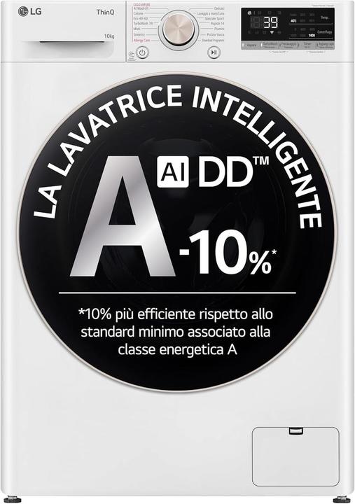 Image du produit LG F4R7010TSWG Lave-linge 10kg AI DD, Classe A-10%, 1400 tr/min, TurboWash, Vapeur (10 kg, Gauche)