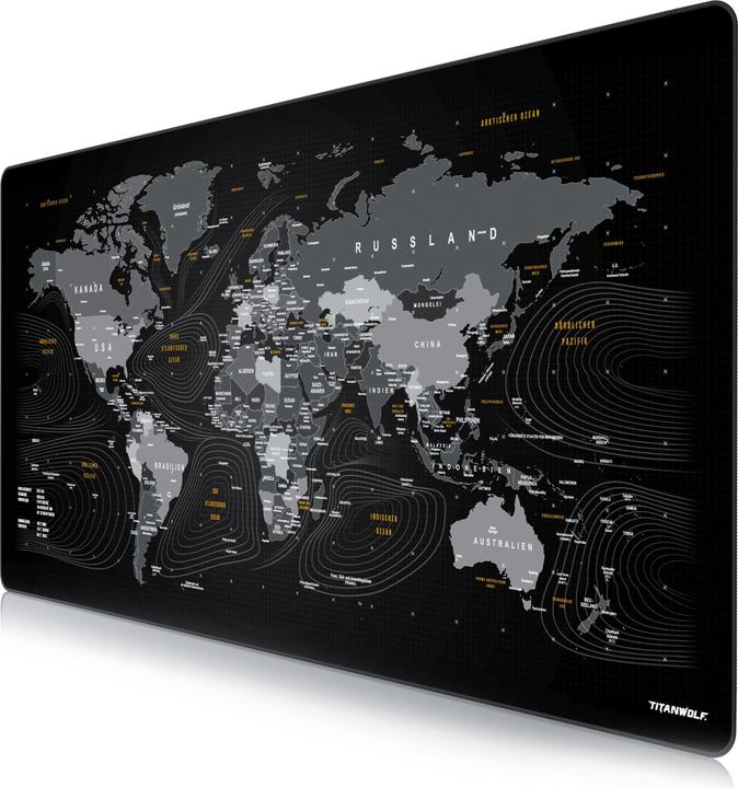 Produktbild Titanwolf Gaming Mauspad, XXXL Speed Mausmatte 1200 x 600 mm, Geschwindigkeit & Präzision, Weltkarte deutsch (L)