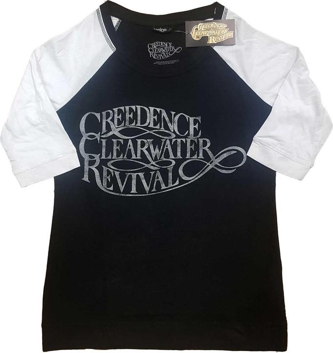 Actual product image Creedence Clearwater Revival Vintage Logo (Black, White) Raglan (Girlie) (S)