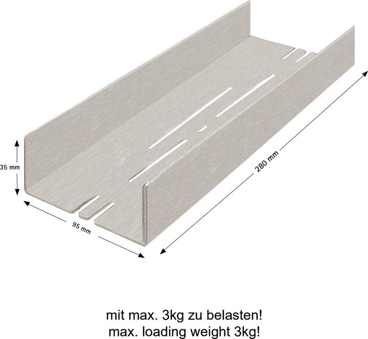 Actual product image Schulte Duschablage zum Kleben in Edelstahloptik Grösse S (28 x 9.5 x 3.5 cm)