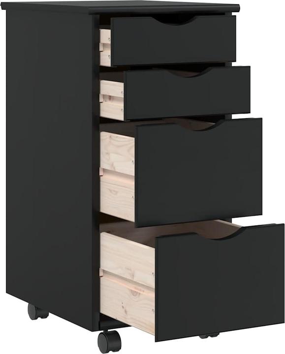 Image du produit vidaXL Rollschrank mit Schubladen MOSS Schwarz Massivholz Kiefer