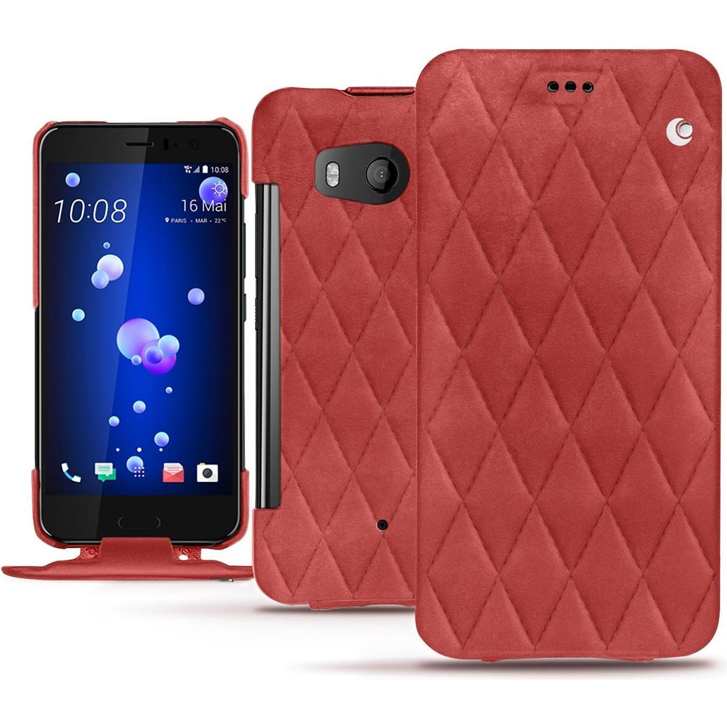 Noreve Lederschutzhülle vertikal (HTC U11), Smartphone Hülle, Rot