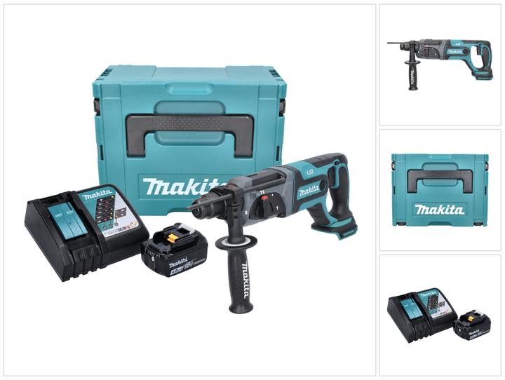 Actual product image Makita DHR 241 RM1J Cordless Rotary Hammer SDS-Plus 18V + 1x Battery BL 1840 B 4.0 Ah + 1x Fast (Rechargeable battery operated)