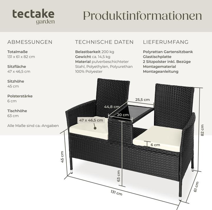 Produktbild tectake Gartensitzbank