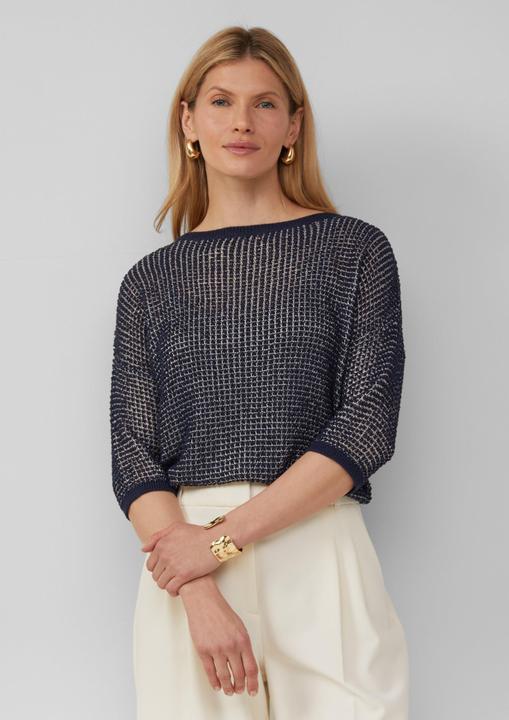 Produktbild S.Oliver Strickpullover Lockerer Strickpullover in Bicolor-Optik mit U-Boot-Ausschnitt (M)