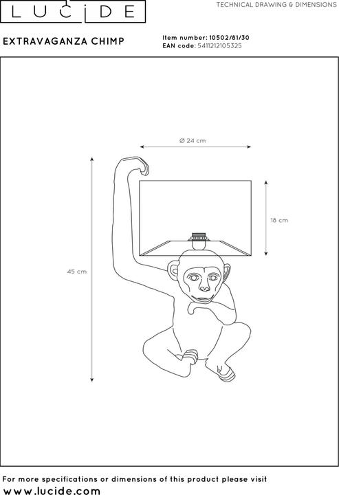 Actual product image Lucide Extravaganza Chimp (E14)