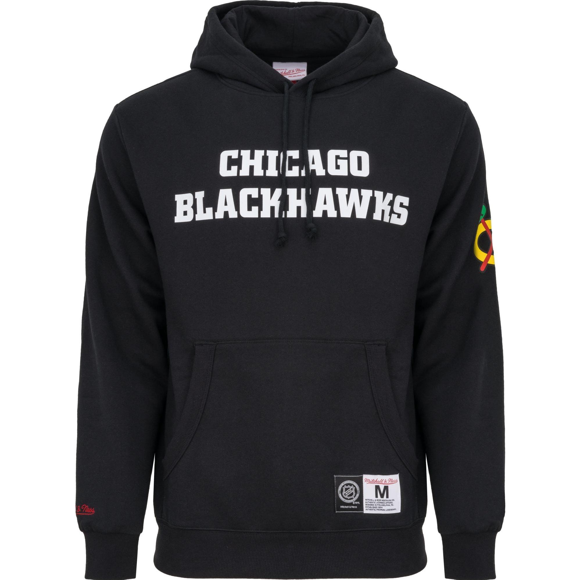 Mitchell & Ness, Herren, Pullover, Fleece Hoody - GAME TIME Chicago Blackhawks, Schwarz, (M)