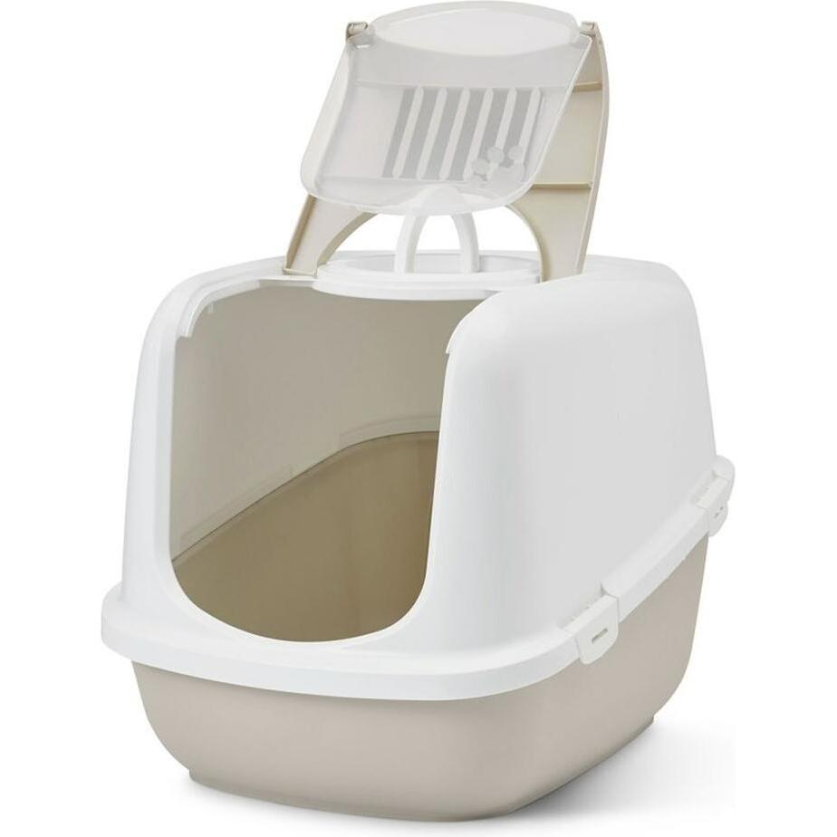 Savic Nestor XXL Maison de toilette moka / blanc pour chat - Maison de toilette pour chat