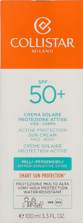Actual product image Collistar CS Sun - Active Protection Sun Cream face & body SPF50+ (Suntan cream, SPF 50, 100 ml)