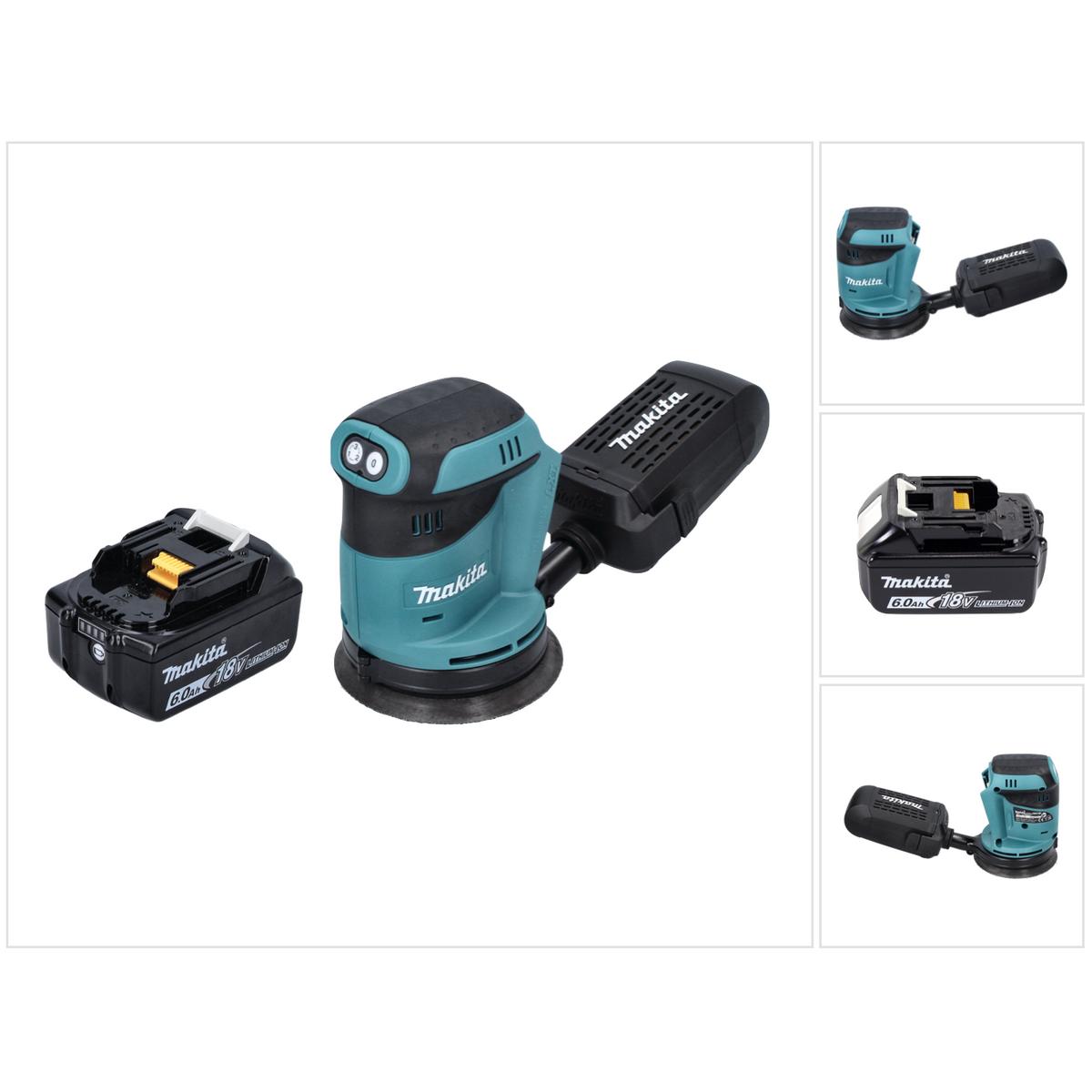 Makita, Schleifmaschine + Poliermaschine, DBO 180 G1 Akku Exzenterschleifer 18 V 125 mm + 1x Akku 6,0 Ah - ohne Ladegerä...