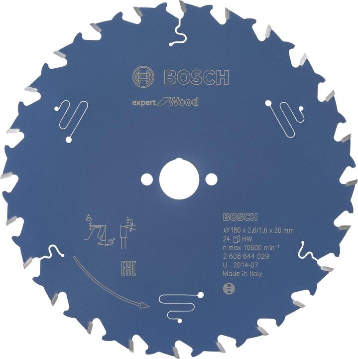 Produktbild Bosch Professional Zubehör Kreissägeblatt Expert for Wood, 180 x 20 x 2,6 mm, 24