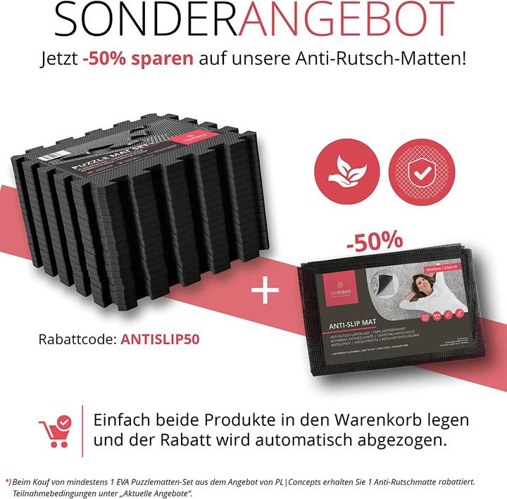 Immagine prodotto BeMaxx 1) Antracite (30 X 30 Cm), 1) Set da 18 (1,67 m²) (1 cm)