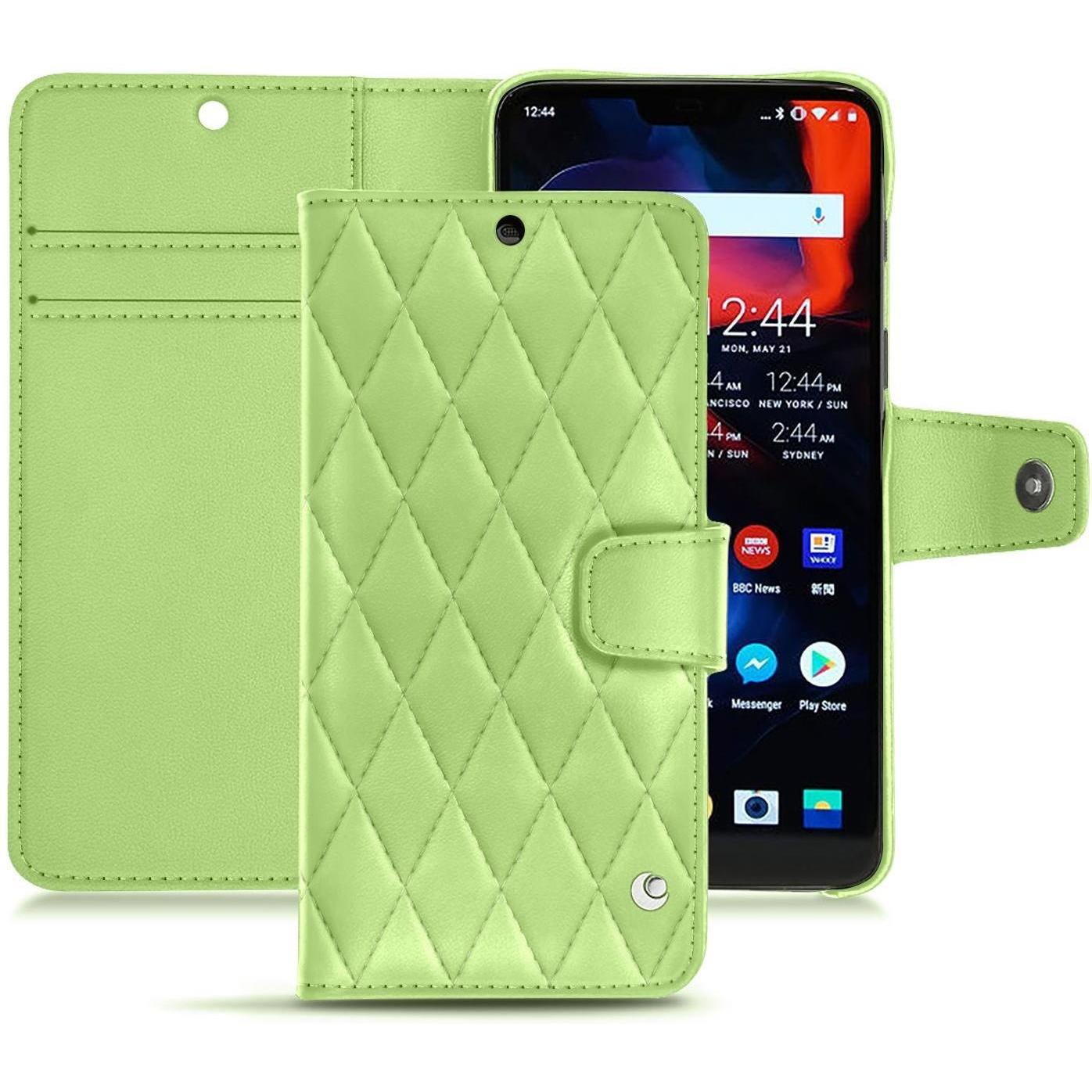 Noreve Lederschutzhülle Wallet (OnePlus 6), Smartphone Hülle, Grün