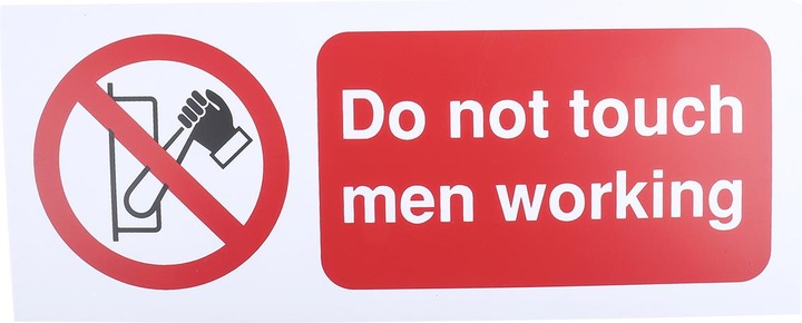 Produktbild Rs Pro Verbotszeichen, Englisch, Nicht berühren, Do Not Touch Men Working, 100 mm x 250mm
