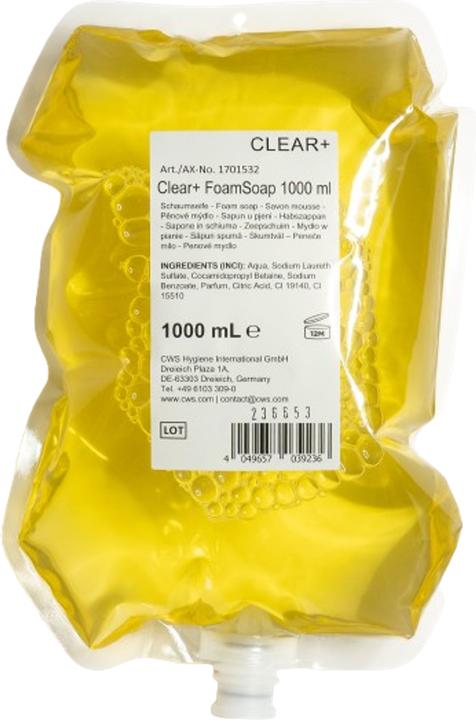 Produktbild Clear+ by CWS Schaumseife 1000ml, 4er Pack (Flüssigseife, Handseife Nachfüllpackung, 1000 ml)